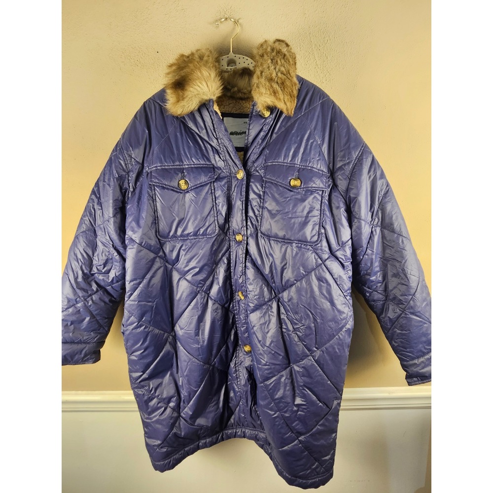 Aerie Womens Blue Quilted Oversized Puffer Coat Medium